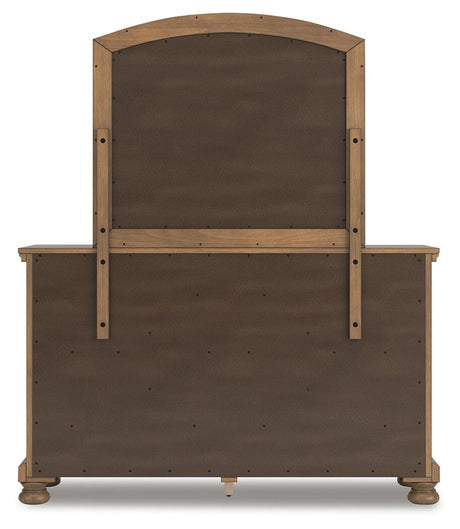Feddinger Chestnut Queen Panel Bed, Dresser, Mirror, Chest and 2 Nightstands from Ashley - Luna Furniture