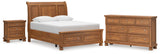Feddinger Queen Storage Sleigh Bed with Dresser and Nightstand in Medium Brown from Ashley Furniture - Luna Furniture