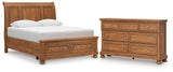 Feddinger Queen Storage Sleigh Bed with Dresser in Medium Brown from Ashley Furniture - Luna Furniture