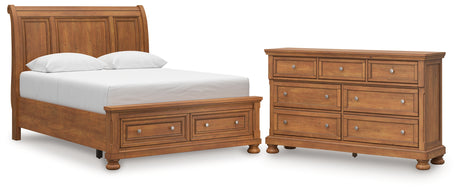 Feddinger Queen Storage Sleigh Bed with Dresser in Medium Brown from Ashley Furniture - Luna Furniture