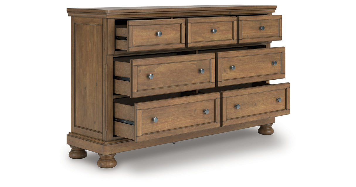 Feddinger Queen Panel Bed with Dresser in Medium Brown from Ashley - Luna Furniture