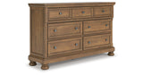 Feddinger King Panel Bed with Dresser and Nightstand in Medium Brown from Ashley - Luna Furniture