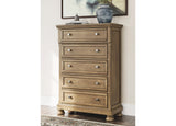 Feddinger California King Panel Bed with Mirrored Dresser and Chest in Medium Brown from Ashley Furniture - Luna Furniture