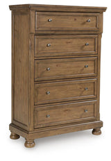 Feddinger King Panel Bed, Dresser, Mirror, Chest and 2 Nightstands from Ashley - Luna Furniture
