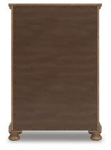 Feddinger Chestnut Queen Panel Bed, Dresser, Mirror, Chest and 2 Nightstands from Ashley - Luna Furniture