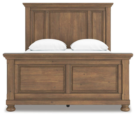 Feddinger Chestnut Queen Panel Bed, Dresser, Mirror, Chest and 2 Nightstands from Ashley - Luna Furniture