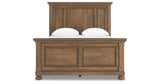Feddinger Queen Panel Bed with Mirrored Dresser and Chest in Medium Brown from Ashley - Luna Furniture