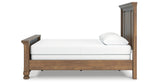 Feddinger Queen Panel Bed with Mirrored Dresser, Chest and Nightstand in Medium Brown from Ashley Furniture - Luna Furniture