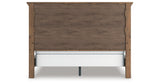 Feddinger California King Panel Bed with Mirrored Dresser and 2 Nightstands in Medium Brown from Ashley Furniture - Luna Furniture