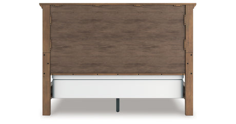 Feddinger California King Panel Bed with Mirrored Dresser in Medium Brown from Ashley - Luna Furniture