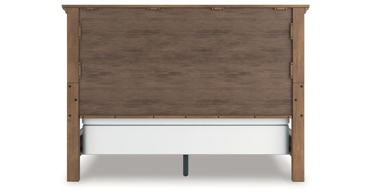 Feddinger California King Panel Bed with Mirrored Dresser and Chest in Medium Brown from Ashley Furniture - Luna Furniture