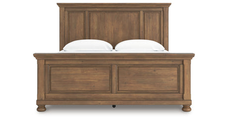 Feddinger King Panel Bed with Mirrored Dresser and Nightstand in Medium Brown from Ashley - Luna Furniture