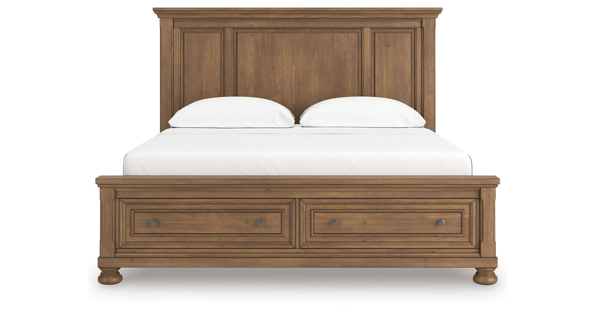 Feddinger Medium Brown California King Panel Storage Bed from Ashley Furniture - Luna Furniture