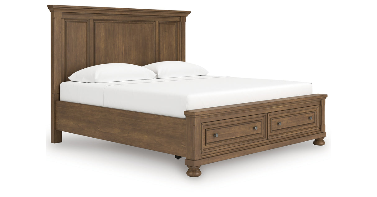 Feddinger Medium Brown King Panel Storage Bed from Ashley Furniture - Luna Furniture