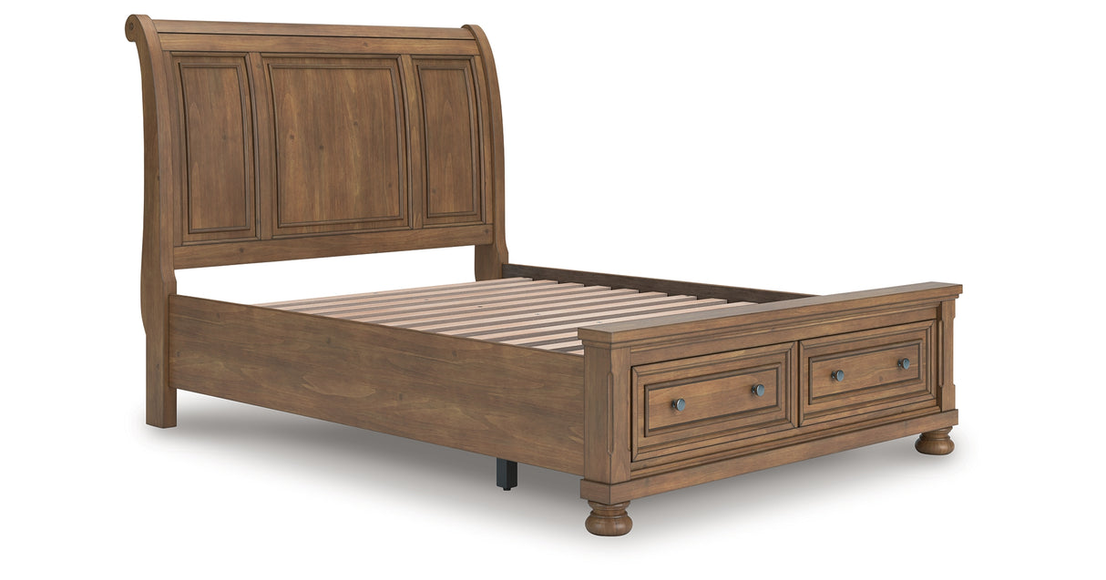 Feddinger Medium Brown Queen Storage Sleigh Bed from Ashley Furniture - Luna Furniture