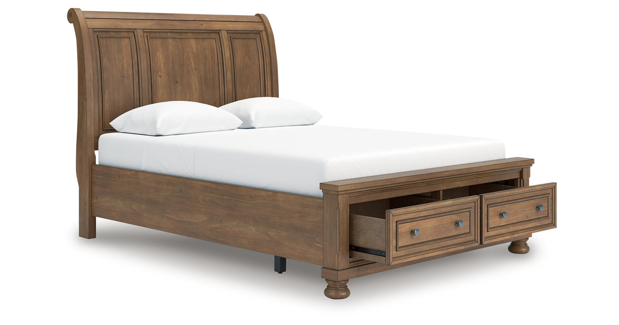 Feddinger Medium Brown Queen Storage Sleigh Bed from Ashley Furniture - Luna Furniture