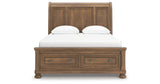 Feddinger Queen Storage Sleigh Bed with Dresser and Nightstand in Medium Brown from Ashley Furniture - Luna Furniture