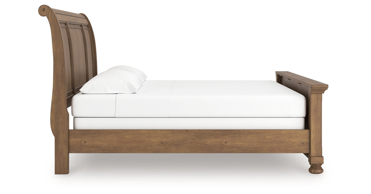 Feddinger Medium Brown King Sleigh Bed from Ashley Furniture - Luna Furniture