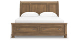 Feddinger California King Storage Sleigh Bed with Mirrored Dresser in Medium Brown from Ashley Furniture - Luna Furniture