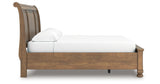 Feddinger California King Storage Sleigh Bed with Mirrored Dresser in Medium Brown from Ashley Furniture - Luna Furniture