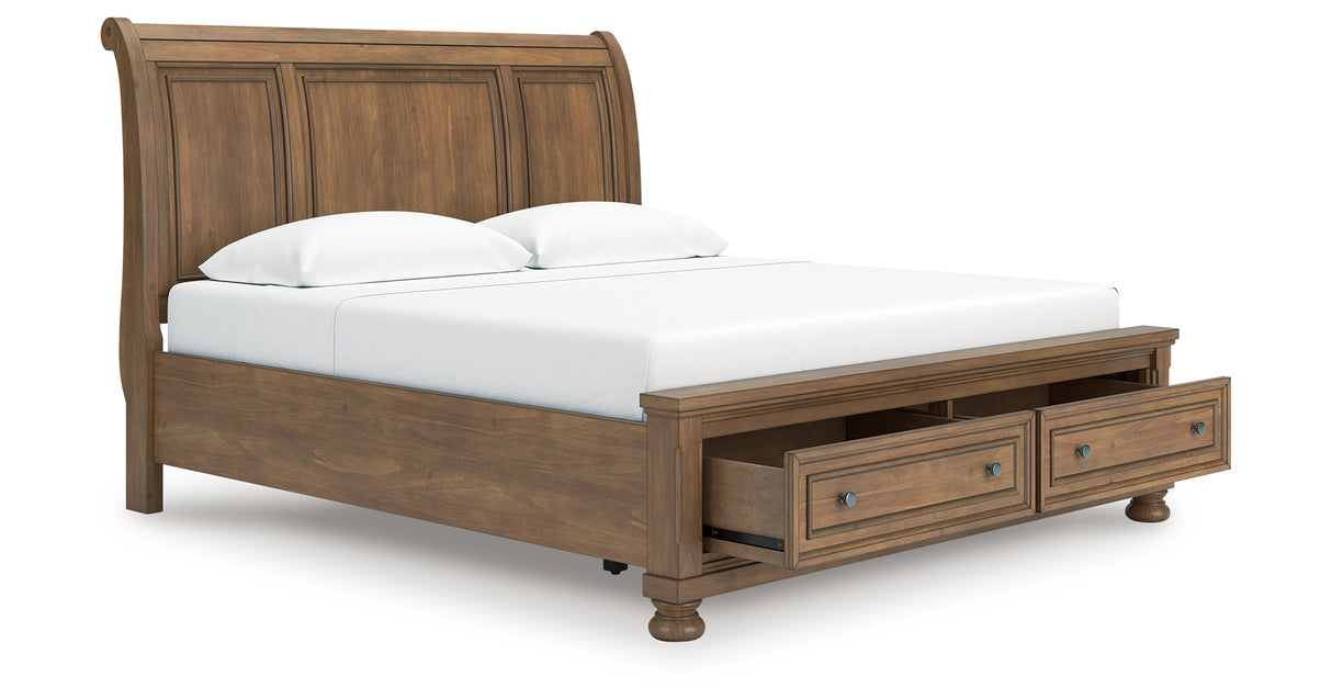Feddinger Medium Brown King Storage Sleigh Bed from Ashley Furniture - Luna Furniture
