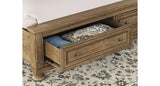 Feddinger King Storage Sleigh Bed with Dresser in Medium Brown from Ashley Furniture - Luna Furniture
