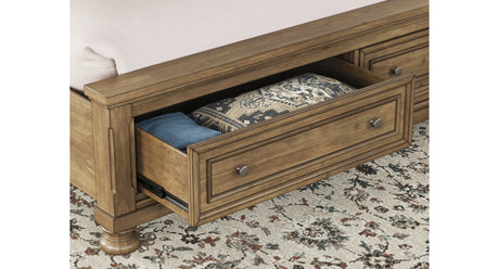 Feddinger King Storage Sleigh Bed with Dresser and Nightstand in Medium Brown from Ashley Furniture - Luna Furniture
