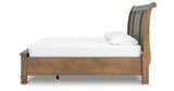 Feddinger King Storage Sleigh Bed with Mirrored Dresser and Nightstand in Medium Brown from Ashley Furniture - Luna Furniture