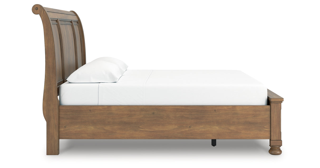 Feddinger Medium Brown King Storage Sleigh Bed from Ashley Furniture - Luna Furniture