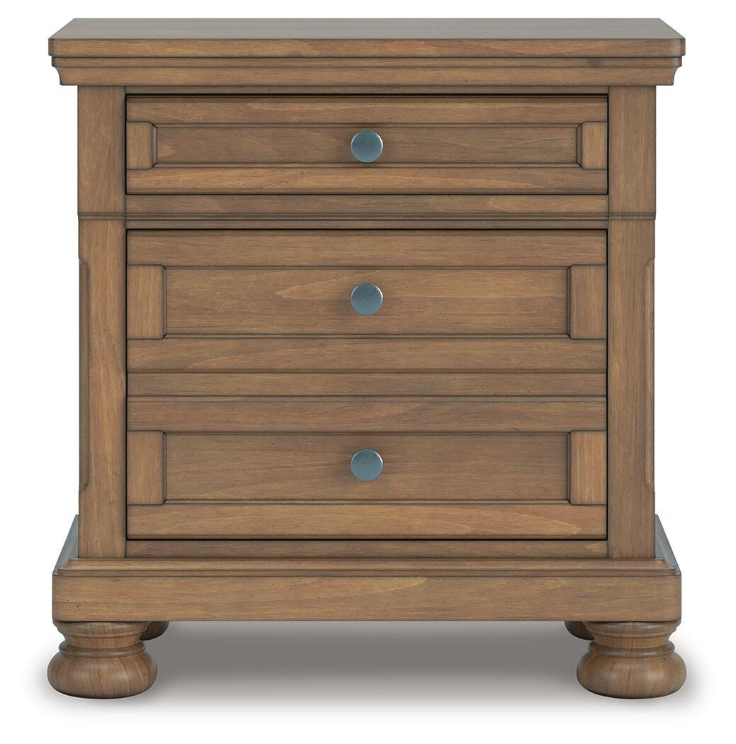 Feddinger Chestnut Queen Panel Bed, Dresser, Mirror, Chest and 2 Nightstands from Ashley - Luna Furniture