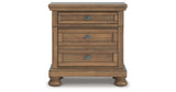 Feddinger King Storage Sleigh Bed with Mirrored Dresser and Nightstand in Medium Brown from Ashley Furniture - Luna Furniture
