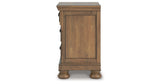 Feddinger California King Panel Bed with Mirrored Dresser and 2 Nightstands in Medium Brown from Ashley Furniture - Luna Furniture