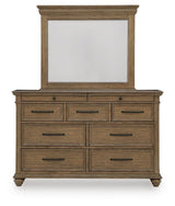 Karallin Medium Brown Dresser and Mirror from Ashley Furniture - Luna Furniture