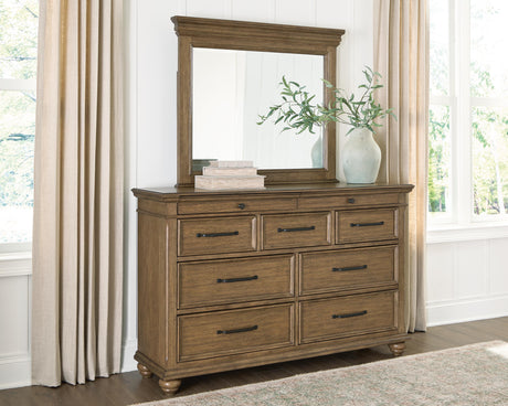 Karallin Medium Brown Dresser and Mirror from Ashley - Luna Furniture