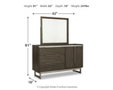Arkenton King Panel Bed with Mirrored Dresser in Grayish Brown from Ashley Furniture - Luna Furniture