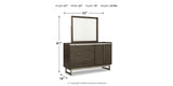 Arkenton King Panel Bed with Mirrored Dresser in Grayish Brown from Ashley Furniture - Luna Furniture