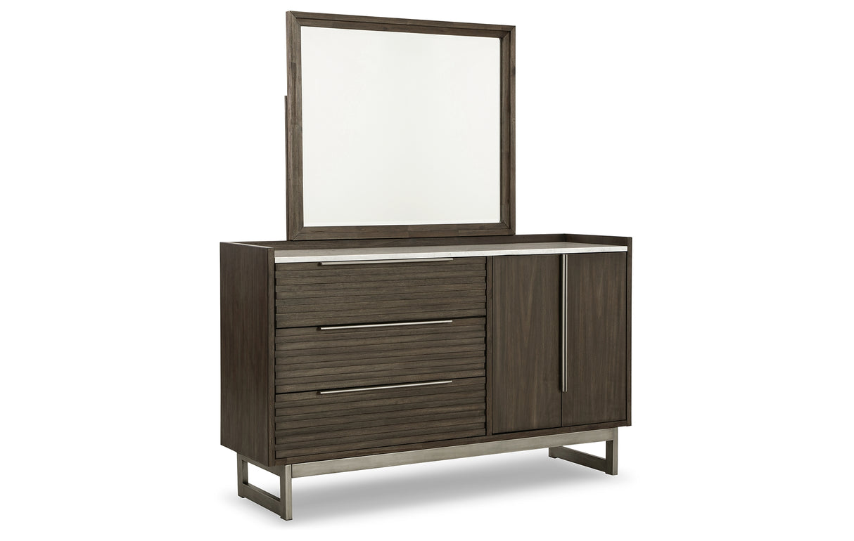 Arkenton Grayish Brown Dresser and Mirror from Ashley Furniture - Luna Furniture