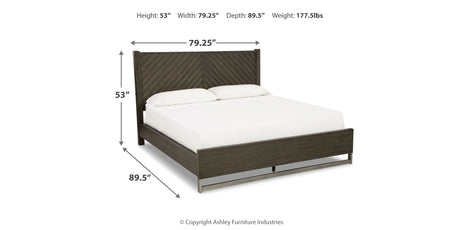 Arkenton California King Panel Bed with Mirrored Dresser in Grayish Brown from Ashley - Luna Furniture
