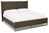 Arkenton King Panel Bed with Mirrored Dresser in Grayish Brown from Ashley Furniture - Luna Furniture