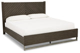 Arkenton King Panel Bed with Mirrored Dresser in Grayish Brown from Ashley Furniture - Luna Furniture