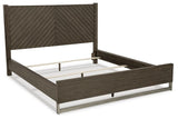 Arkenton King Panel Bed with Mirrored Dresser in Grayish Brown from Ashley Furniture - Luna Furniture