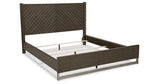 Arkenton King Panel Bed with Mirrored Dresser in Grayish Brown from Ashley Furniture - Luna Furniture