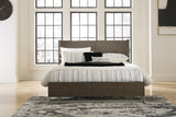 Arkenton King Panel Bed with Mirrored Dresser in Grayish Brown from Ashley Furniture - Luna Furniture