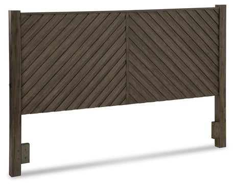 Arkenton King Panel Bed with Mirrored Dresser in Grayish Brown from Ashley - Luna Furniture