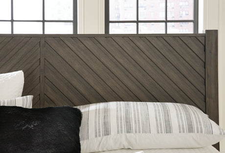 Arkenton California King Panel Bed with Mirrored Dresser in Grayish Brown from Ashley Furniture - Luna Furniture