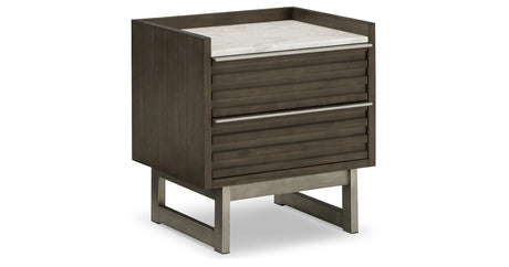 Arkenton California King Panel Bed with Mirrored Dresser and 2 Nightstands in Grayish Brown from Ashley - Luna Furniture