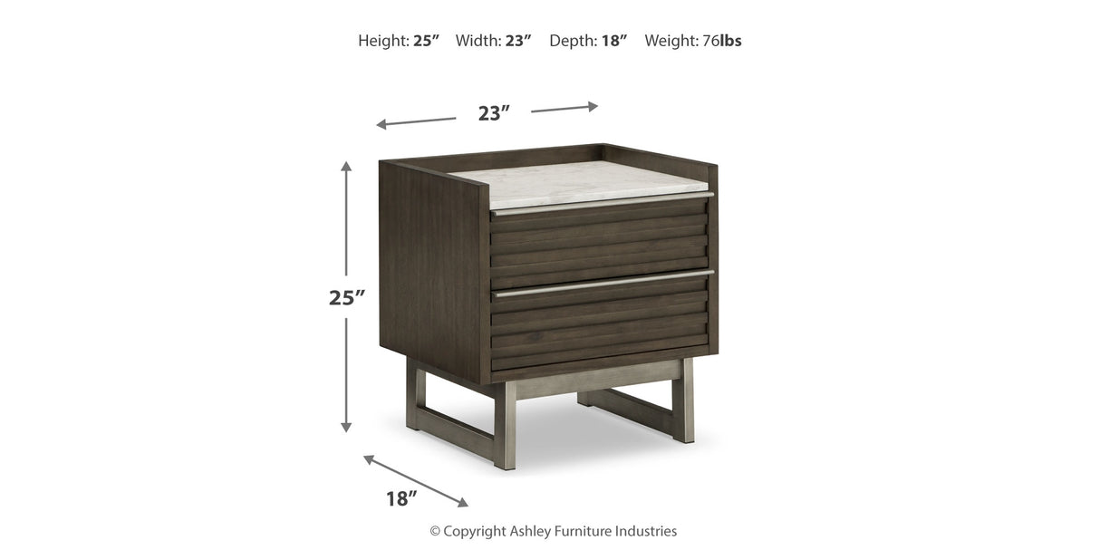 Arkenton King Panel Bed with Mirrored Dresser and 2 Nightstands in Grayish Brown from Ashley - Luna Furniture