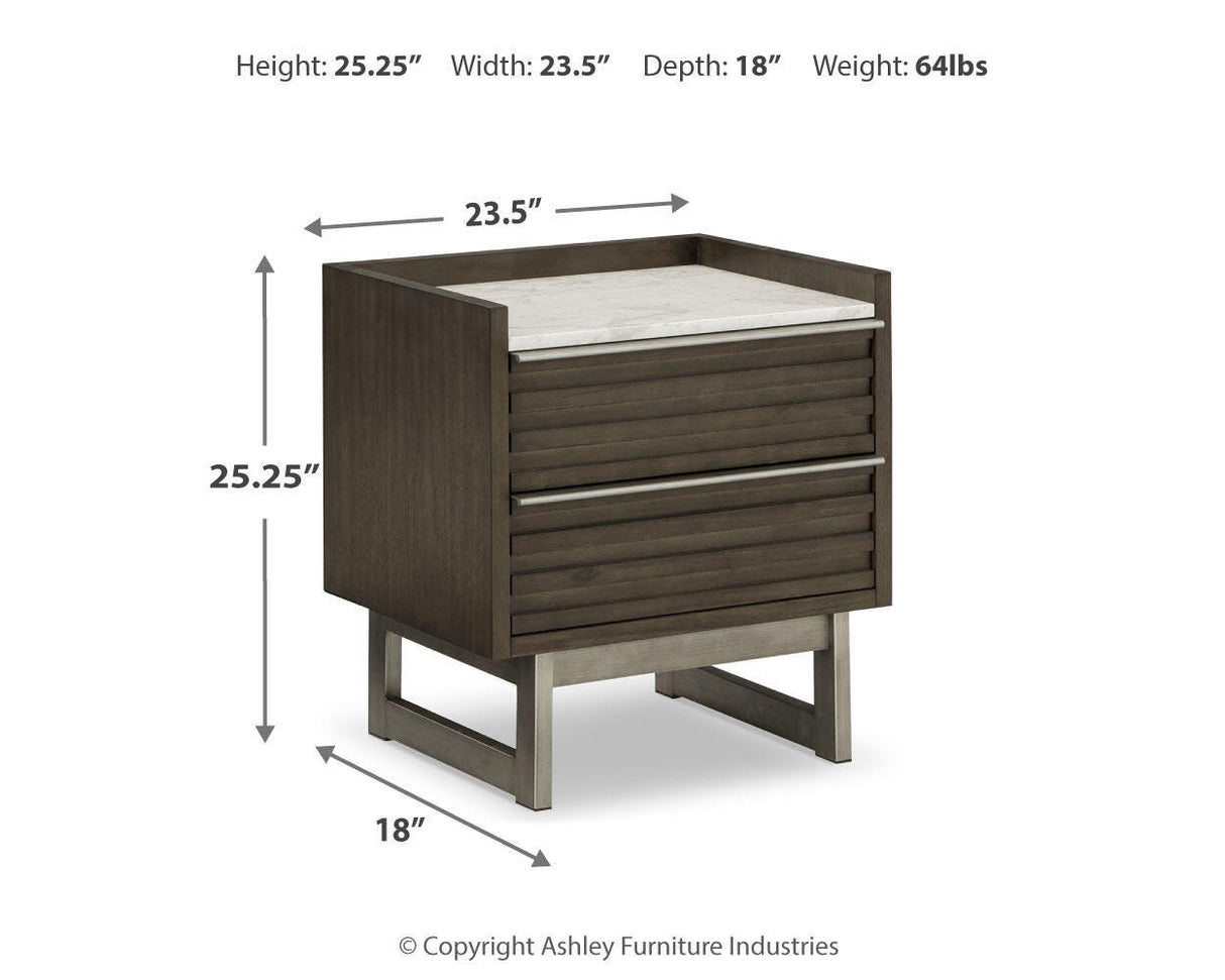 Arkenton Grayish Brown/White Nightstand from Ashley - Luna Furniture