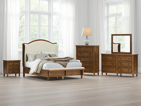 Sturlayne Brown Queen Upholstered Panel Bed with Footboard Bench from Ashley - Luna Furniture