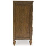 Sturlayne Queen Upholstered Panel Bed with Dresser and 2 Nightstands in Brown from Ashley - Luna Furniture